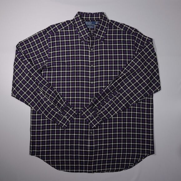 Polo Ralph Lauren Shirt Window Pane Plaid New Lowell Fine Two Ply 100's Mens XL - Picture 5 of 9